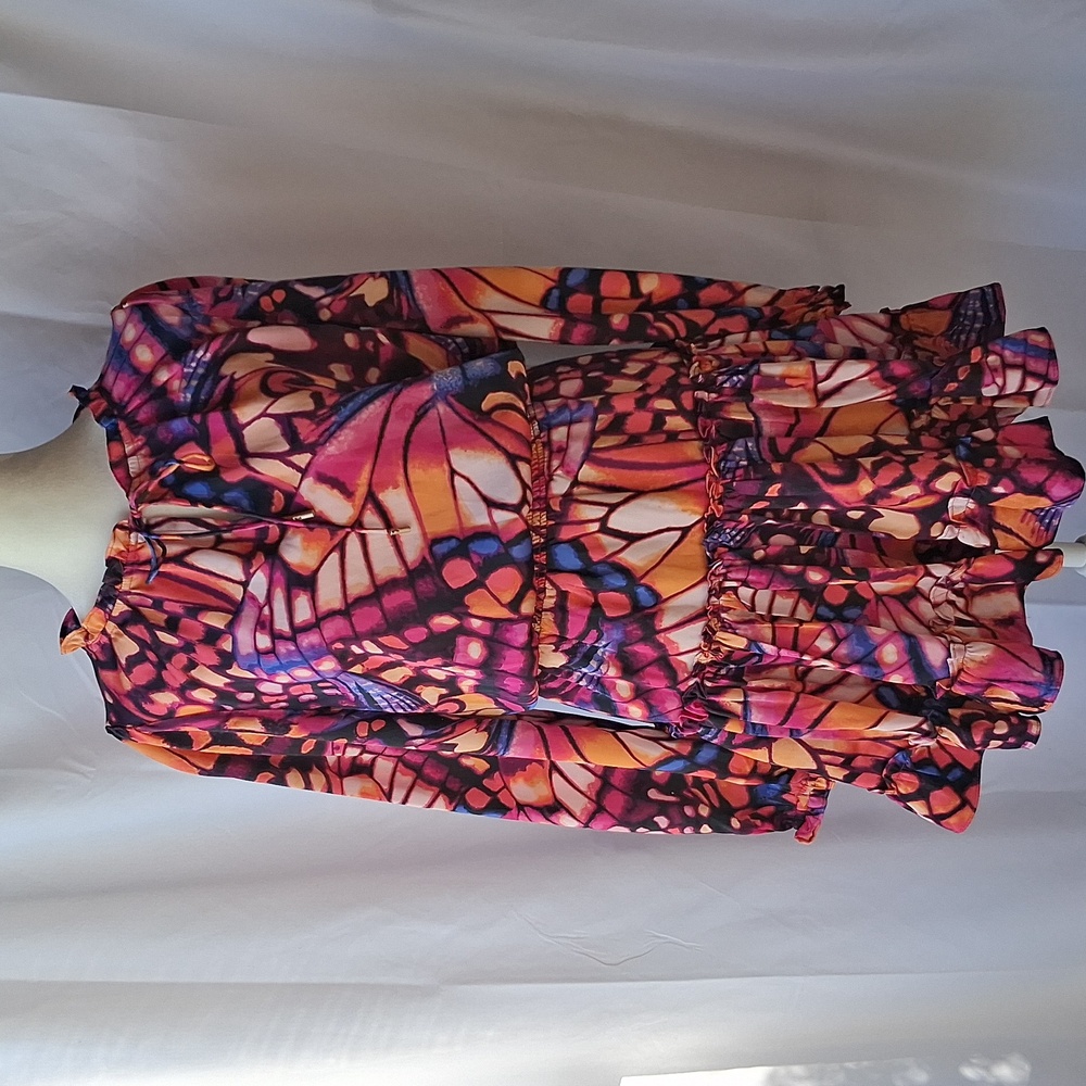 Skies Are Blue Multicolor Butterfly Print Mini Dress XS